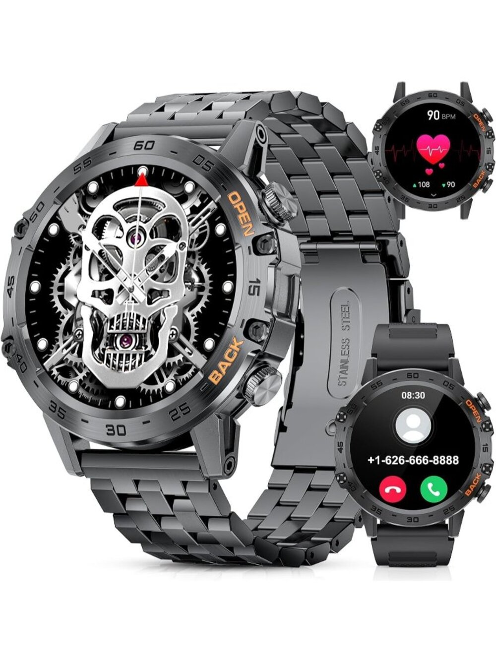 Men's Space Gray Waterproof Fitness Heart Rate/SpO2/Blood Pressure Wrist Watch